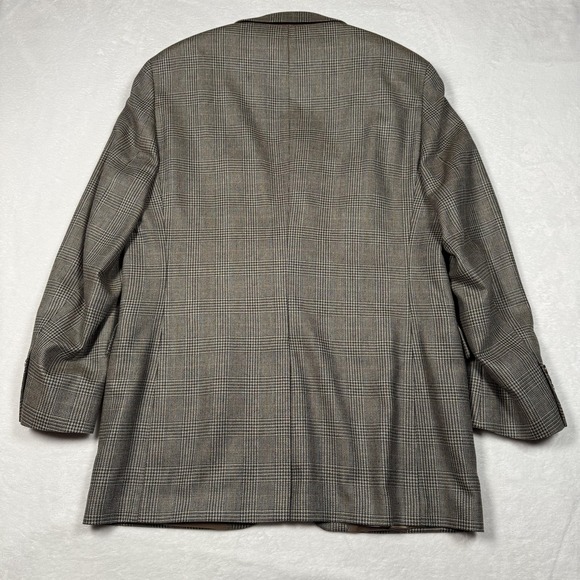 Jos A Bank Sport Coat Mens 42L Brown Gray Plaid Silk Wool Blazer Jacket Classic - Picture 6 of 13
